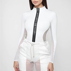 Maniere De Voir White Long Sleeve Bodysuit 🤍